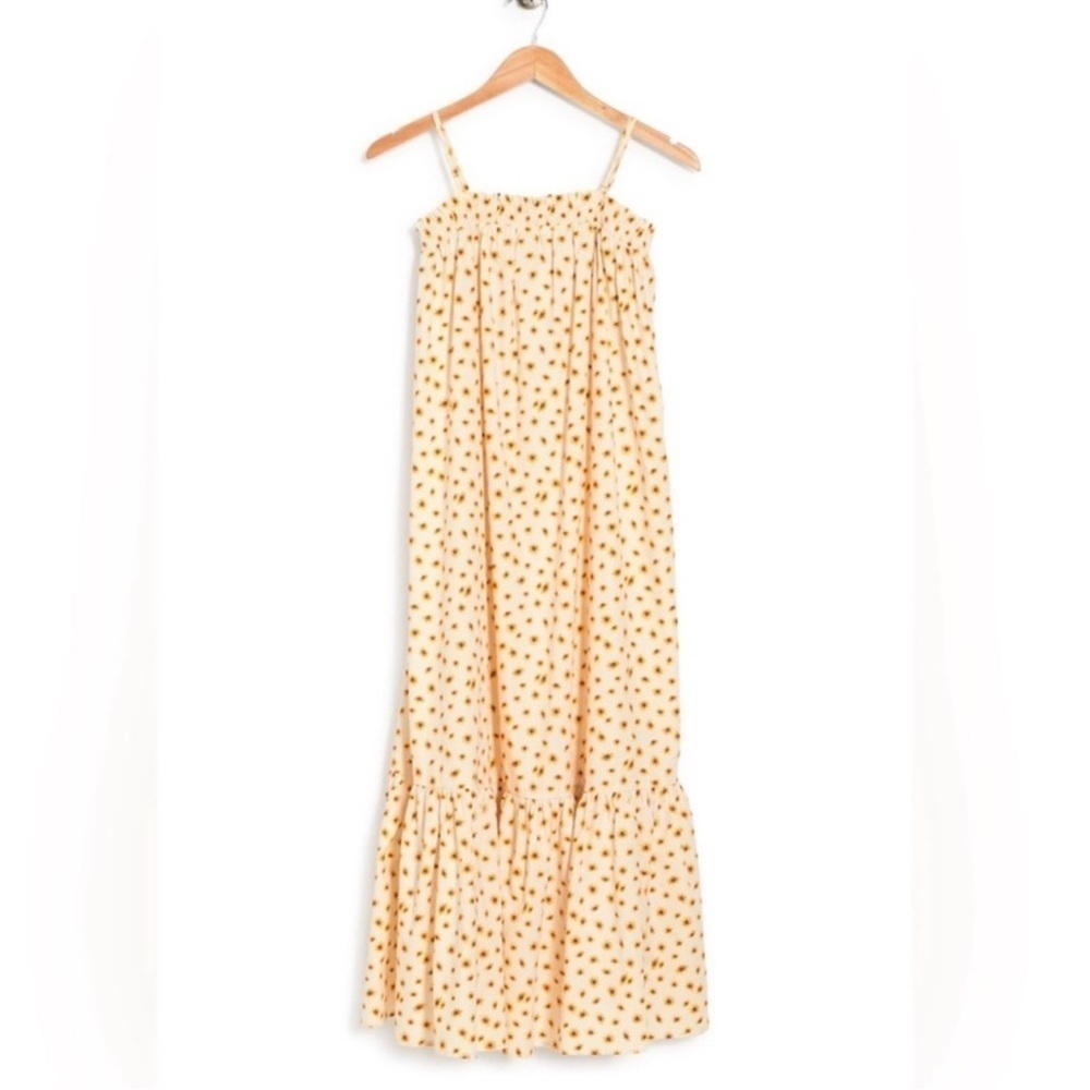 WEWOREWHAT Ditsy Daisies Smocked Midi Dress NWT Ivory Multi